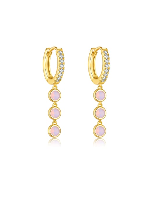 18K gold [round stone] 925 Sterling Silver Cubic Zirconia Geometric Dainty Threader Earring